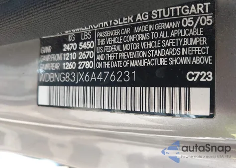 2006 Mercedes-Benz S 430 4Matic z USA, uszkodzony, nr VIN WDBNG83JX6A476231